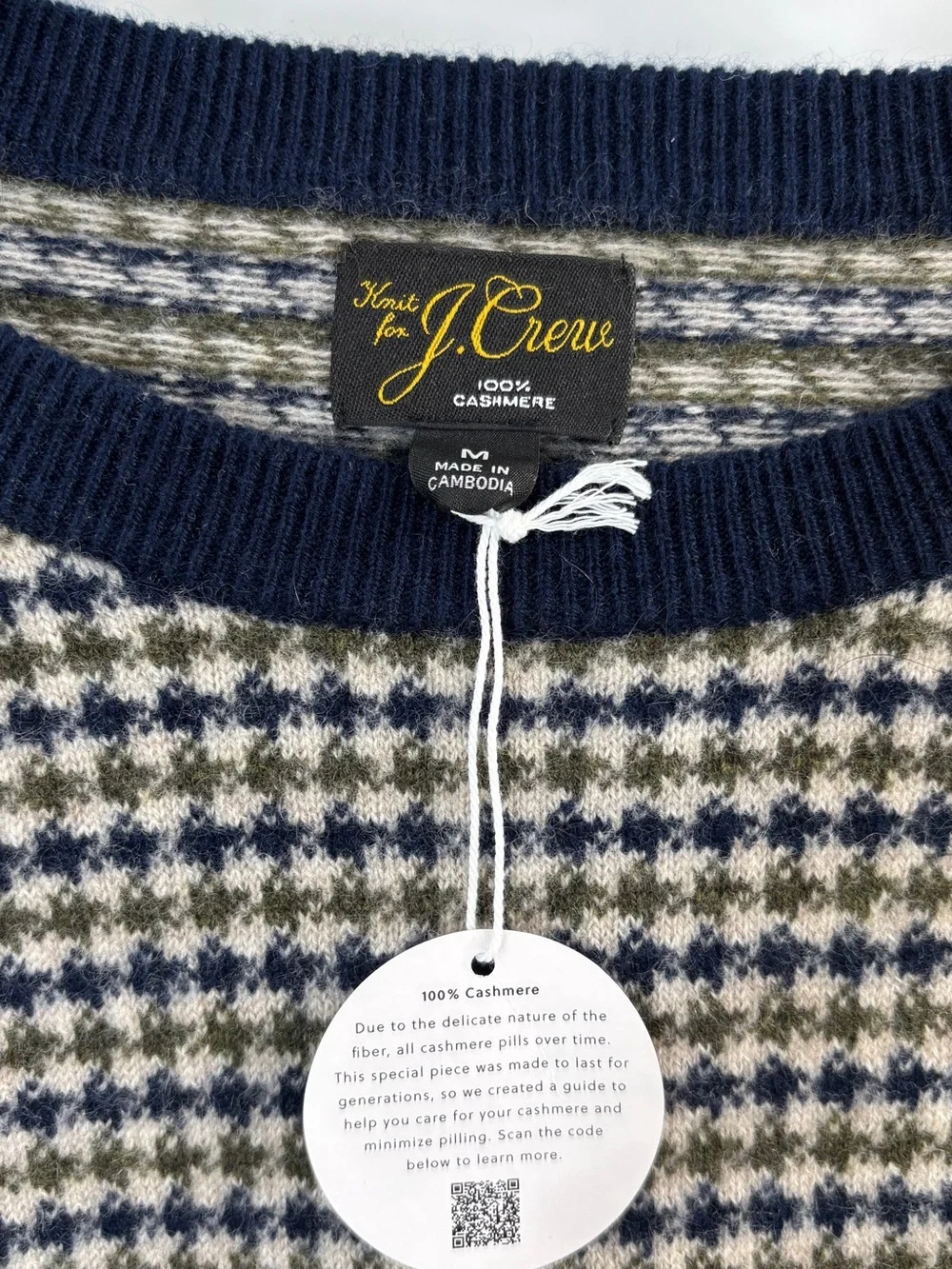 J.Crew Cashmere crewneck sweater in houndstooth